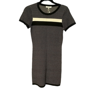 Black & Cream Knit Mini Bodycon Sweater Dress – Size Large – LUCY PARIS